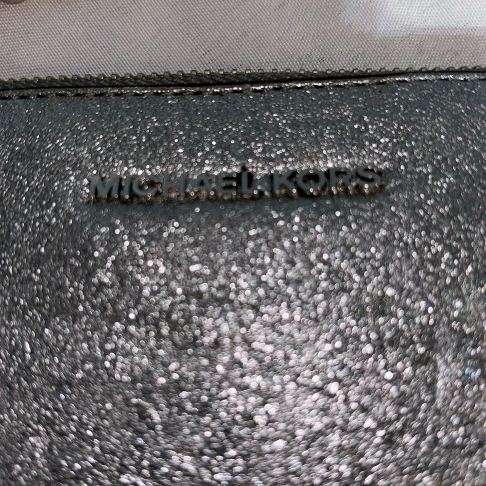 Michael Kors Mini Silver Metallic Pouchette Bag - Picture 2 of 15